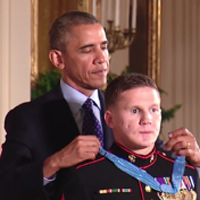 Kyle Carpenter receiving the Medal of Honor
